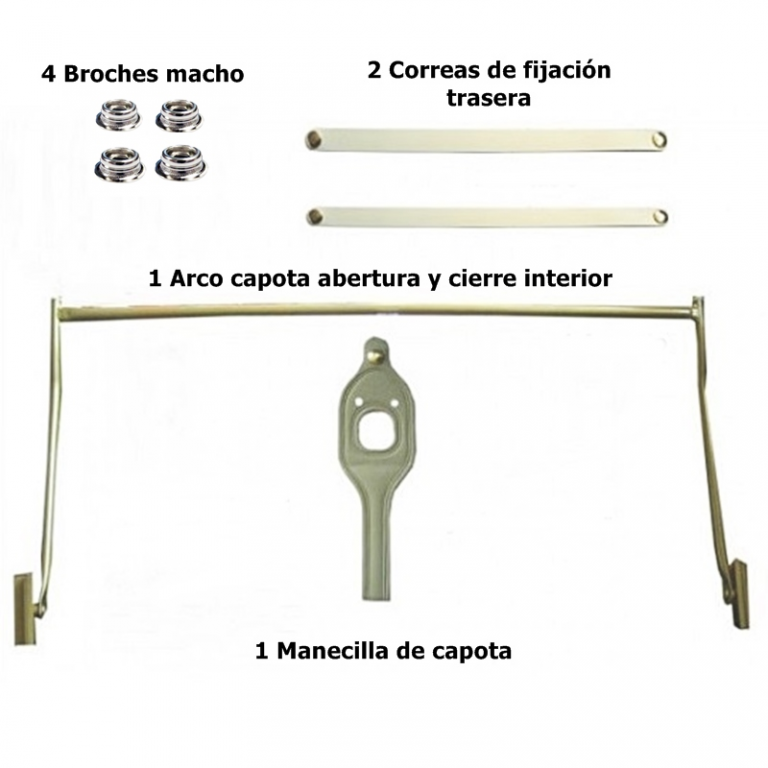 Kit arco abertura y cierre interior para capota Citroën 2CV